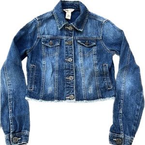 🎯Indigo Rein Frayed Hem Denim Jacket Blue Size Small